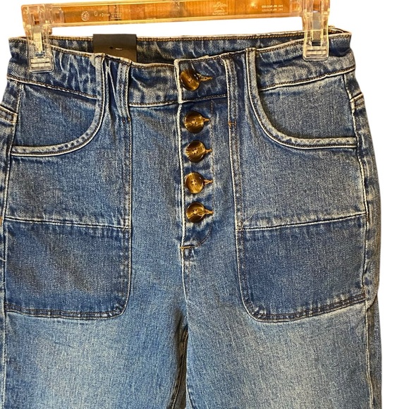 Blank NYC Exposed Button Fly Crop Jeans Into the Blue NWT Medium Wash - Picture 4 of 8